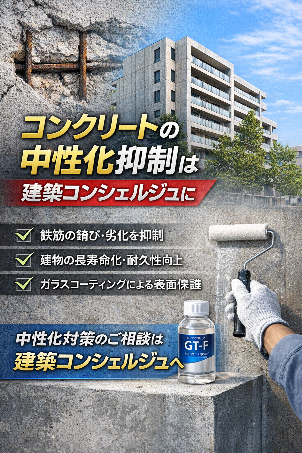 名古屋のコンクリート中性化抑制は建築コンシェルジュにお任せ下さい！